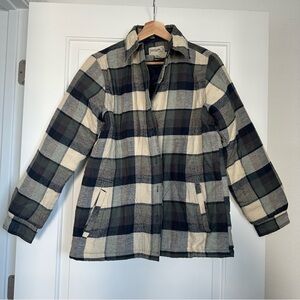Plaid Button-Front Jacket - Black & Cream
